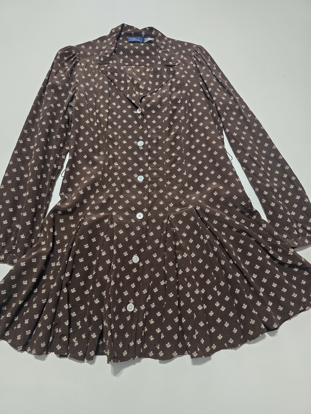 Polo Ralph Lauren Printed Shirt Dress Collared Long Sleeve Front Button Size 10 - Picture 2 of 14